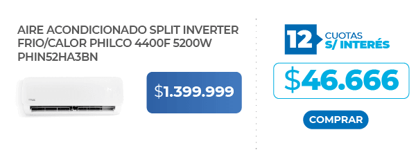 Aire Acondicionado Split Inverter Frio/Calor Philco 4400F 5200W PHIN52HA3BN